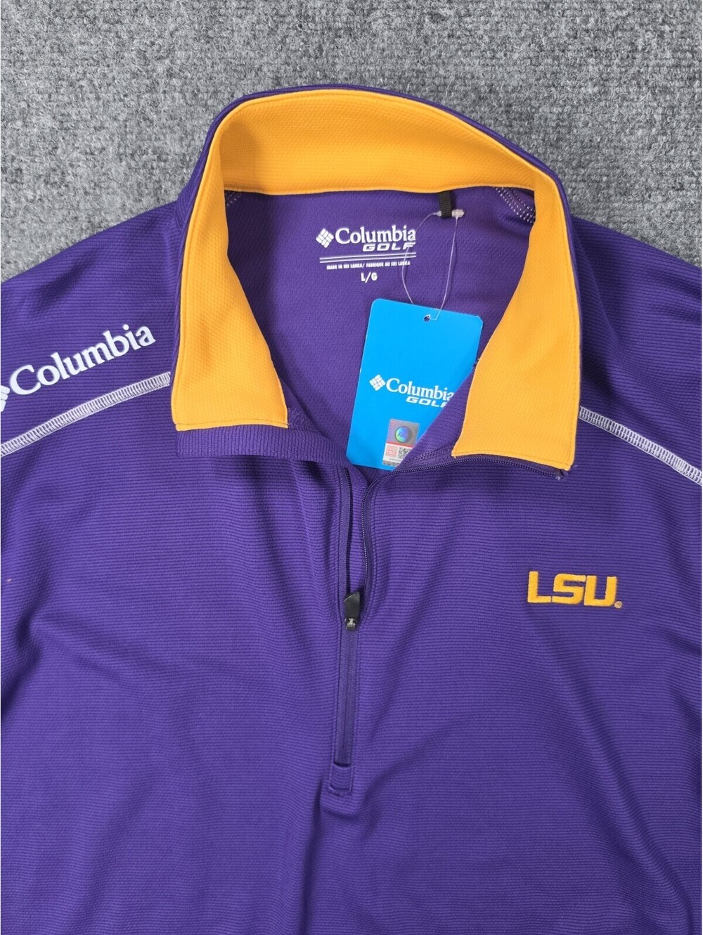 Columbia Golf LSU Tigers Pullover Mens L Omni-Wick Shotgun 2.0 NWT Purple Gold